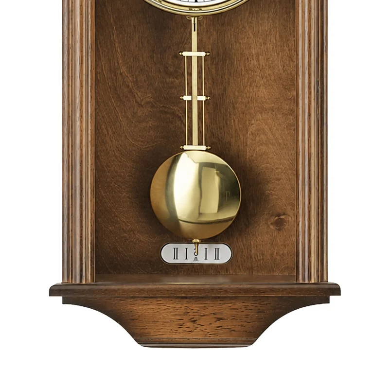 AMS Regulator R614/1 Wanduhr Nussbaum • 14-Tage-Rundgong-Schlagwerk • Massivholztür Nussbaumlackiert