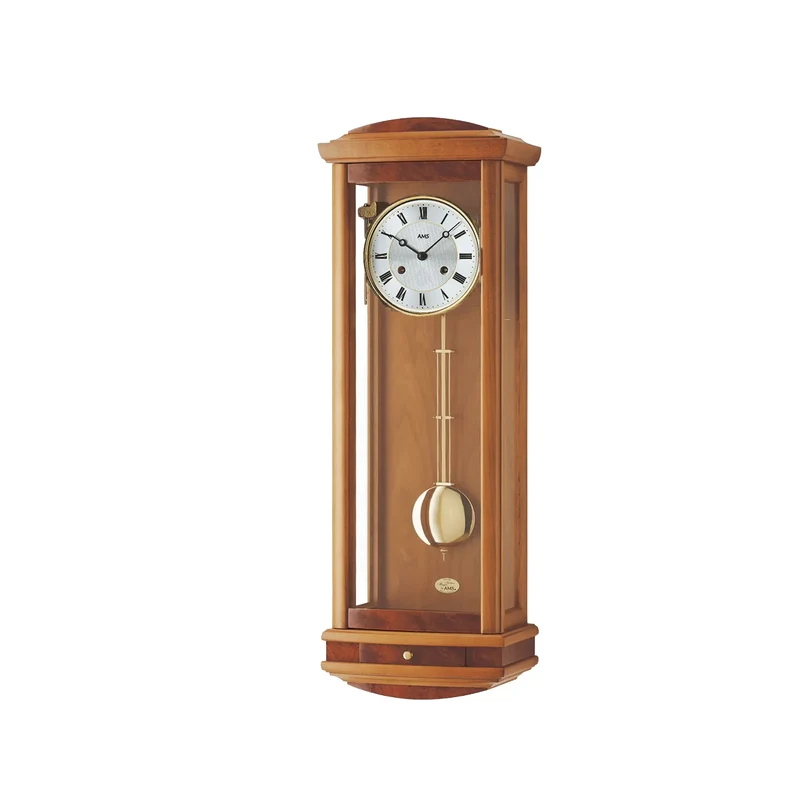 AMS Regulator R607/9 Wanduhr Kirschbaum • 14-Tage BimBam Schlagwerk • Massivholzgehäuse
