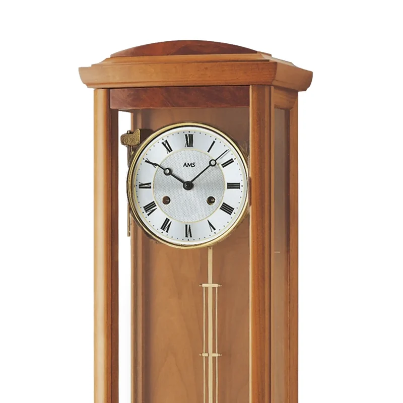 AMS Regulator R607/9 Wanduhr Kirschbaum • 14-Tage BimBam Schlagwerk • Massivholzgehäuse