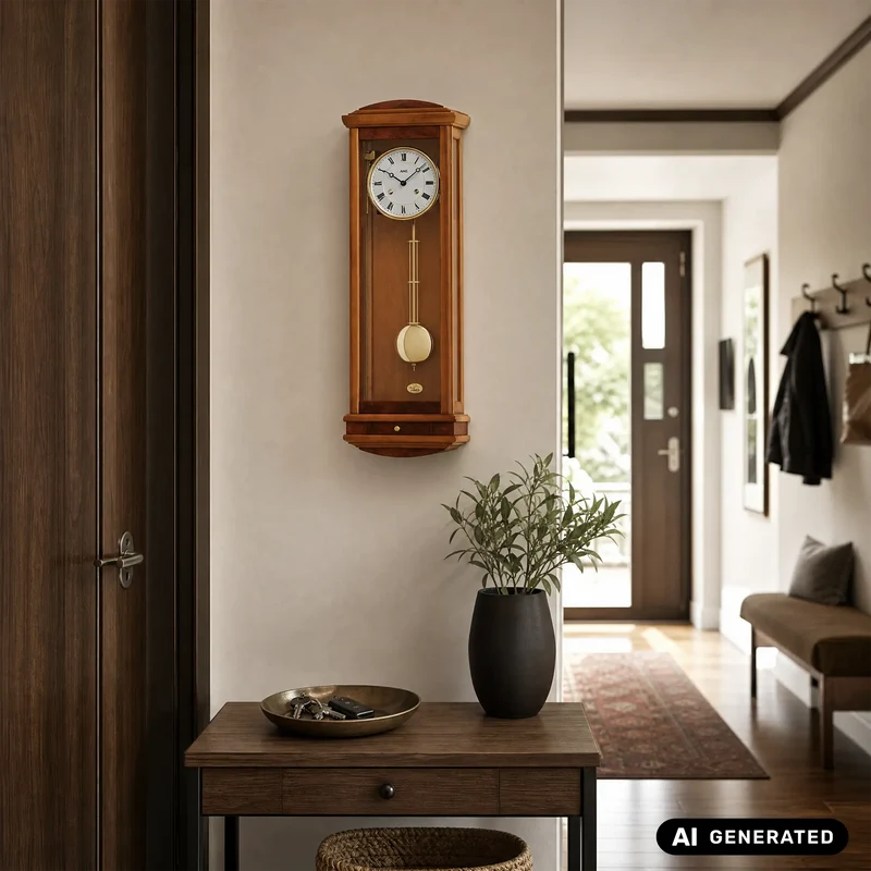 AMS Regulator R607/9 Wanduhr Kirschbaum • 14-Tage BimBam Schlagwerk • Massivholzgehäuse
