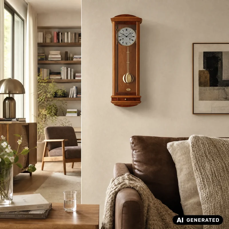 AMS Regulator R607/9 Wanduhr Kirschbaum • 14-Tage BimBam Schlagwerk • Massivholzgehäuse