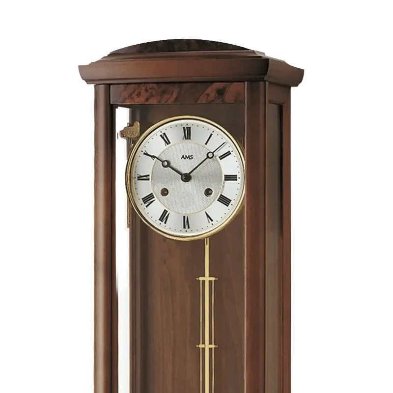 AMS Regulator R607/1 Wanduhr Nussbaum • 14-Tage BimBam Schlagwerk • Massivholzgehäuse