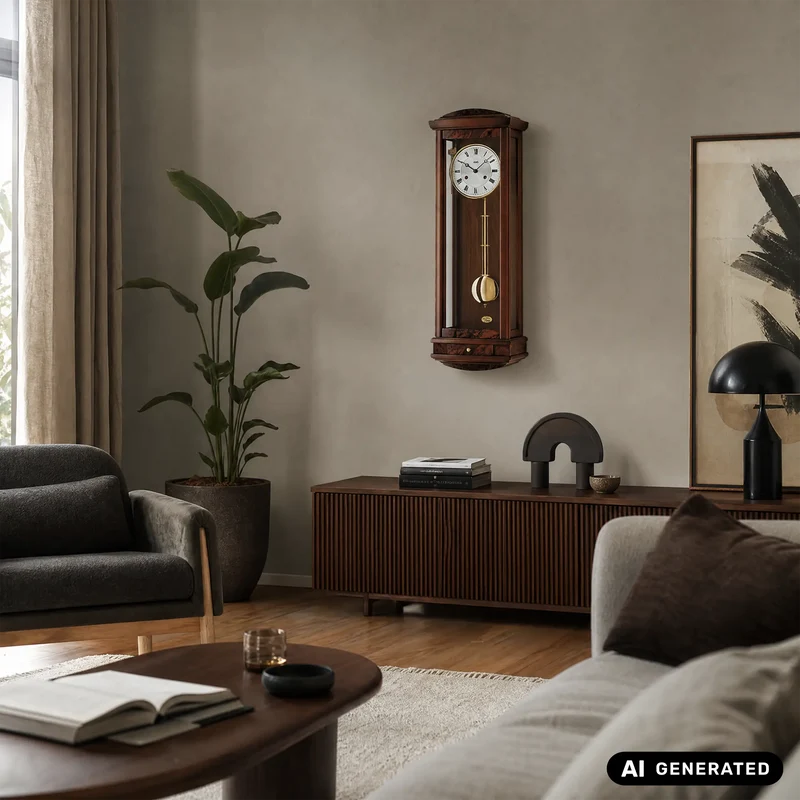 AMS Regulator R607/1 Wanduhr Nussbaum • 14-Tage BimBam Schlagwerk • Massivholzgehäuse