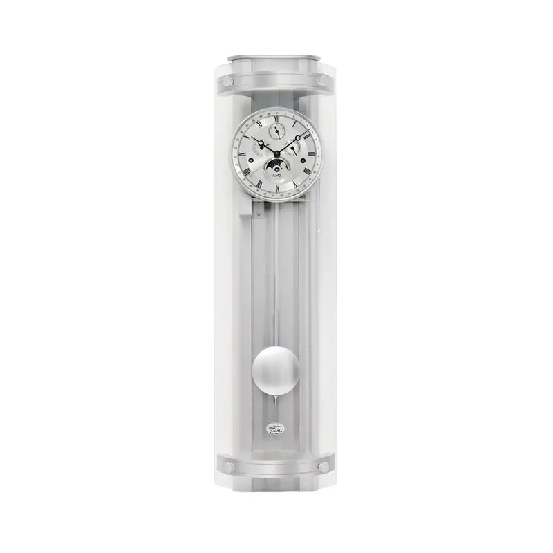 AMS Regulator R3633 Wanduhr Silber • Westminster Schlagwerk • Mondphase und Datum