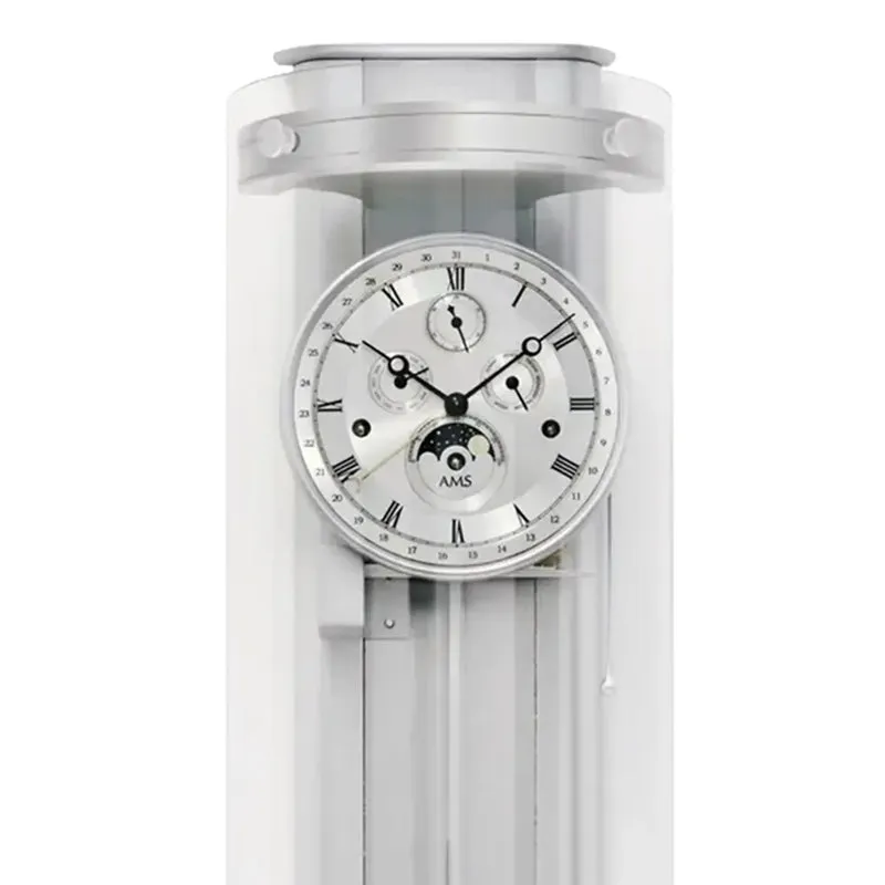 AMS Regulator R3633 Wanduhr Silber • Westminster Schlagwerk • Mondphase und Datum