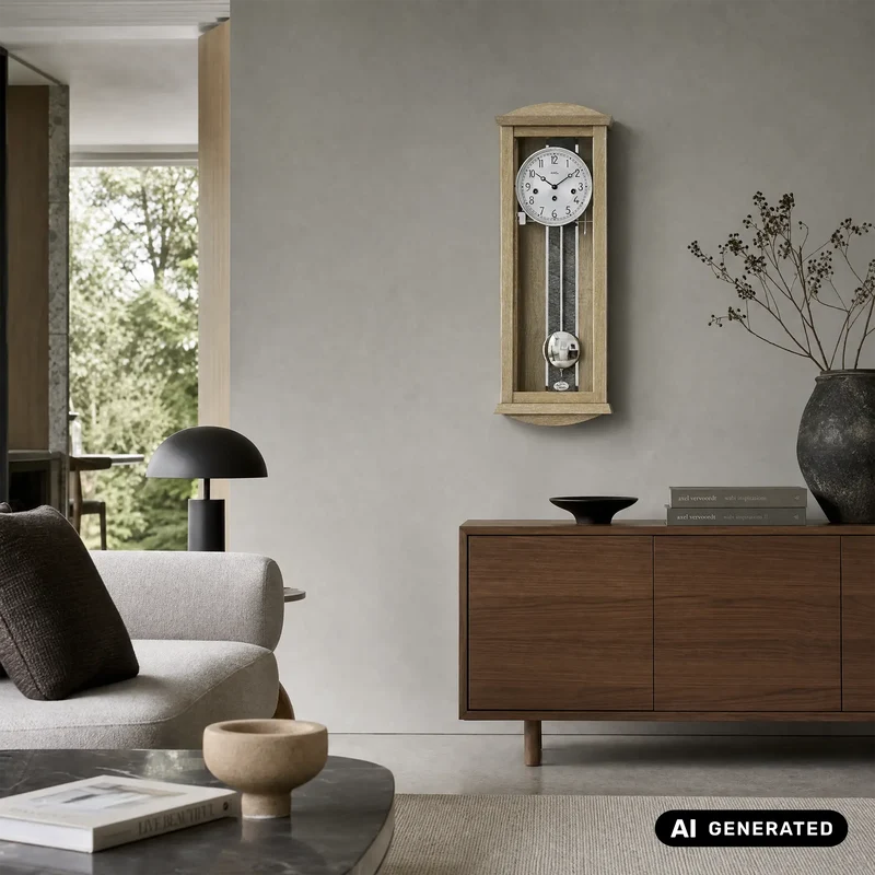 AMS Regulator R2746 Wanduhr Eiche • 14-Tage-Bim-Bam-Schlagwerk • Massivholzgehäuse Eiche