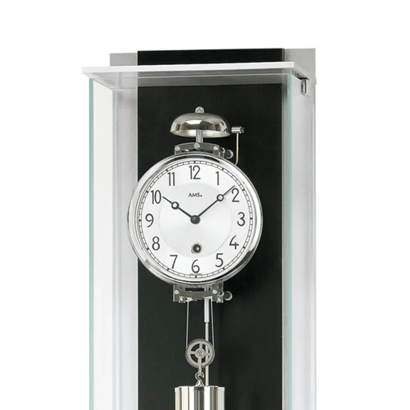 AMS Seilzug Regulator R2722/11 Wanduhr Schwarz • 8-Tage-Schlagwerk • Stundenschlag auf Glocke
