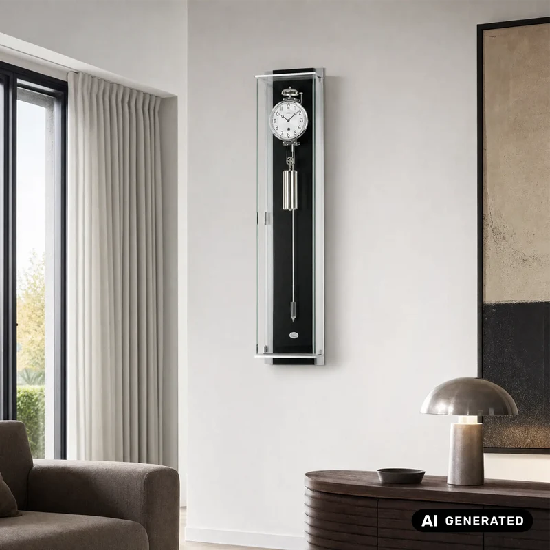 AMS Seilzug Regulator R2722/11 Wanduhr Schwarz • 8-Tage-Schlagwerk • Stundenschlag auf Glocke
