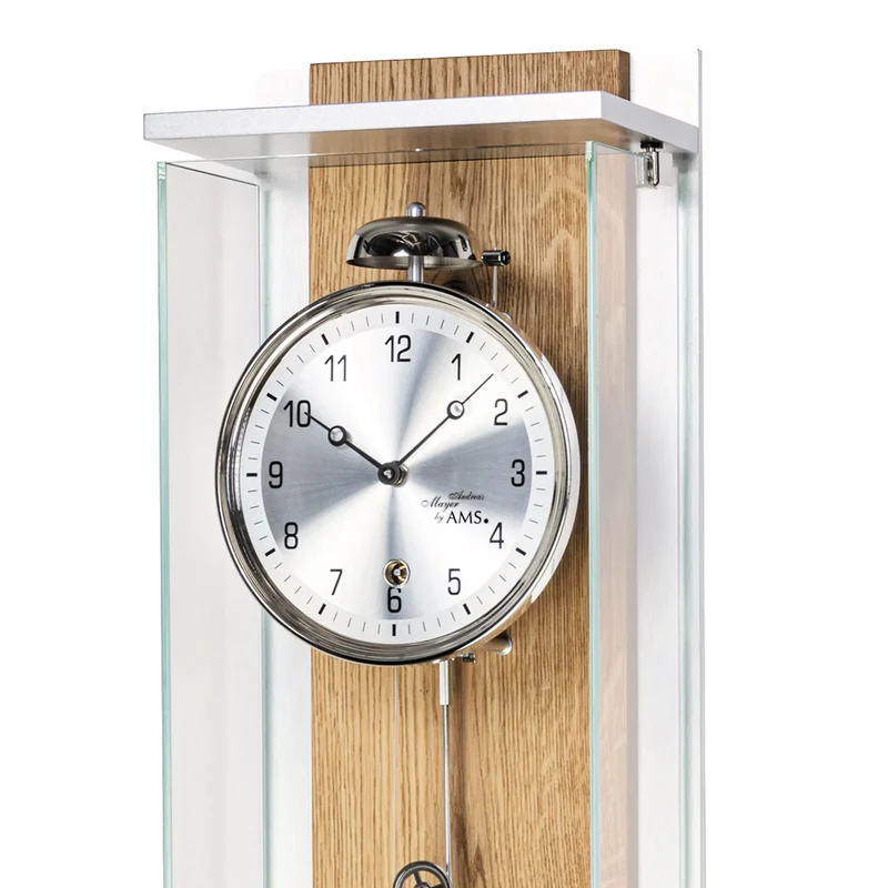 AMS Seilzug Regulator R2723 Wanduhr Wildeiche • 8-Tage-Schlagwerk • Schlag zur vollen Stunde