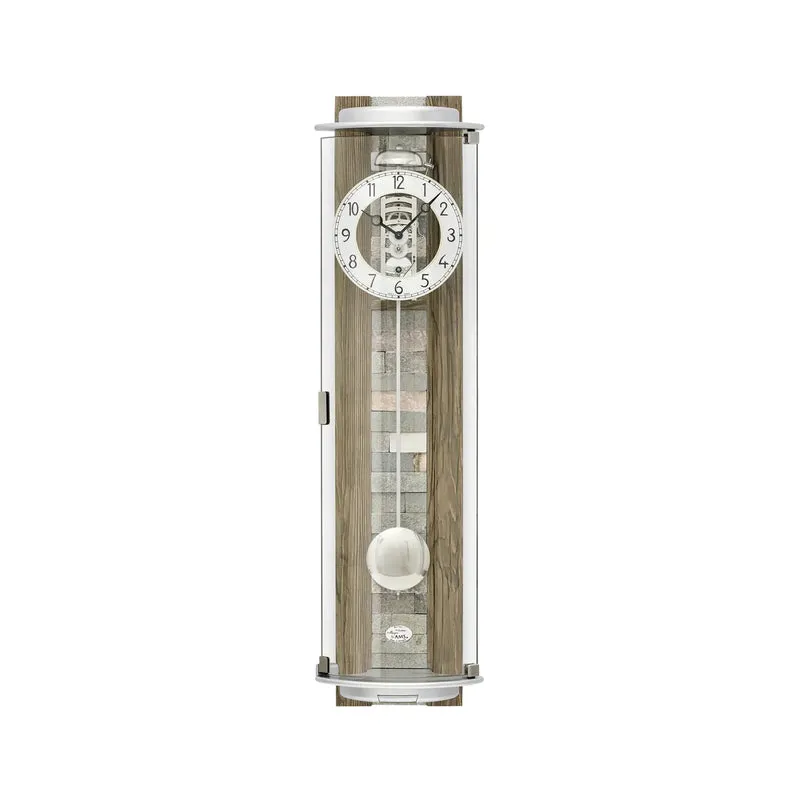 AMS Regulator R2716 Wanduhr Nussbaum • 8-Tage-Uhrwerk mit Glockenschlag • Geschwungenes Mineralglas