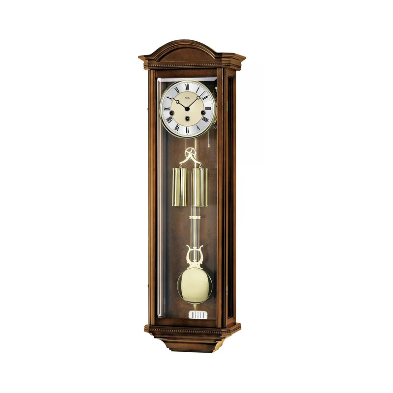 AMS Seilzug Regulator R2672/1 Wanduhr Nussbaum • Westminster Schlagwerk • 8-Tage-Mechanik