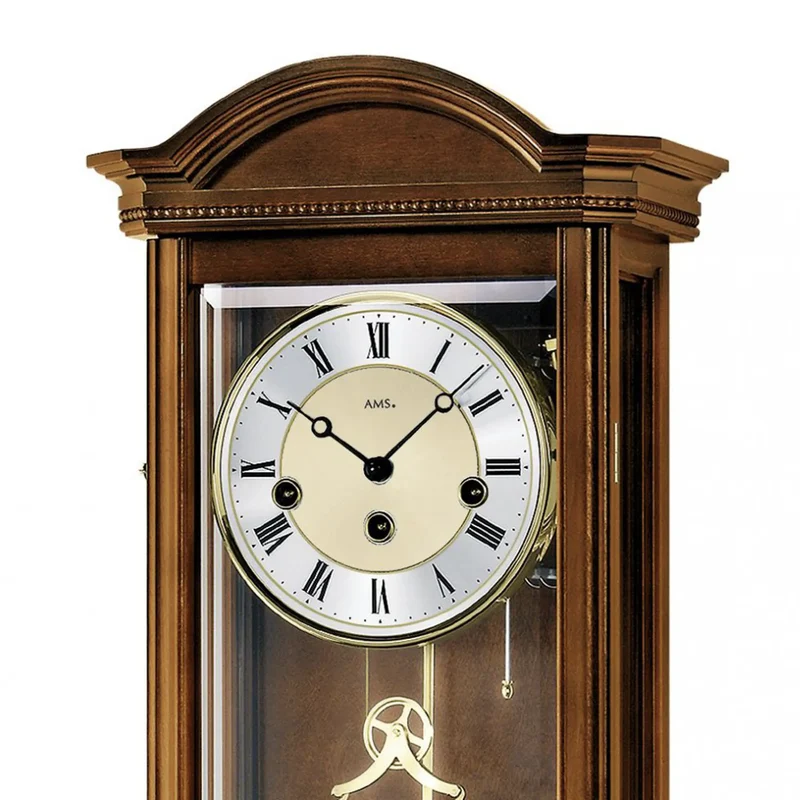 AMS Seilzug Regulator R2672/1 Wanduhr Nussbaum • Westminster Schlagwerk • 8-Tage-Mechanik