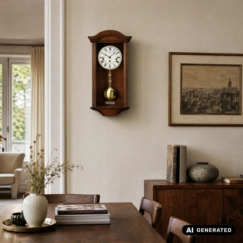AMS Regulator R2614/1 Wanduhr Nussbaum • 8-Tage Westminster Schlagwerk • Massivholz Nussbaumlackiert