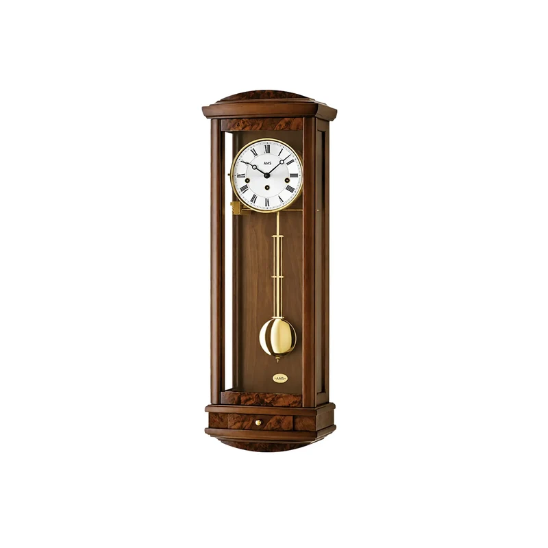 AMS Regulator R2607/1 Wanduhr Nussbaum • 8-Tage Westminster Schlagwerk • Automatische Nachtabschaltung
