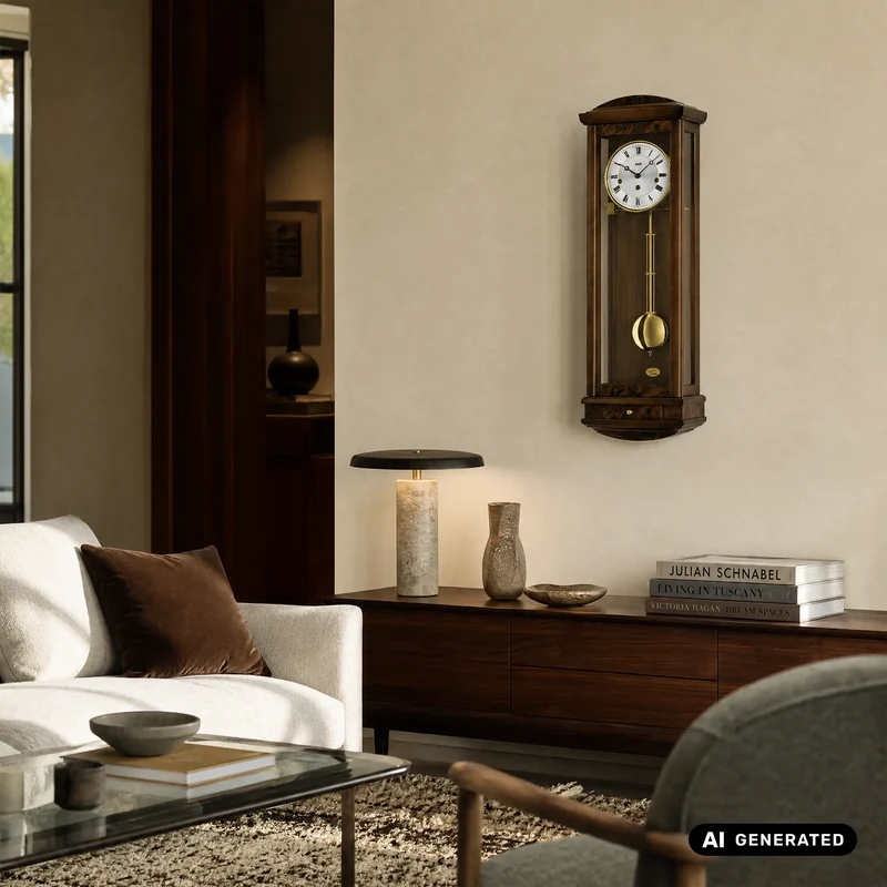 AMS Regulator R2607/1 Wanduhr Nussbaum • 8-Tage Westminster Schlagwerk • Automatische Nachtabschaltung