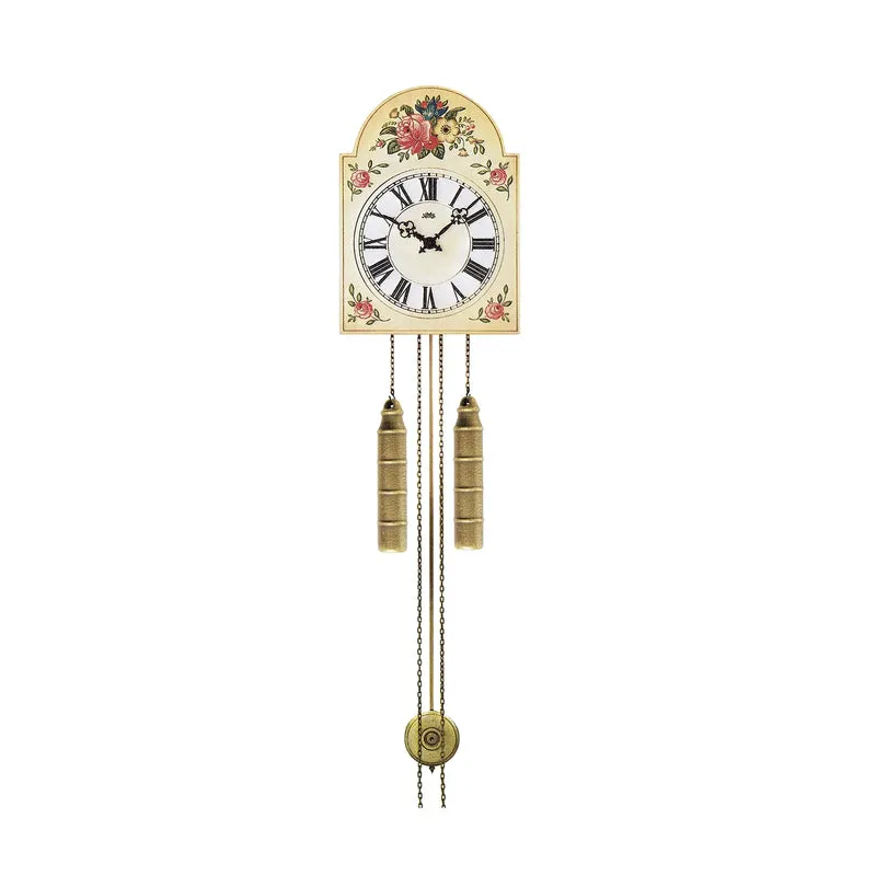 AMS Bauernstil H835 Wanduhr Rosendekor • Handbemalt • 8-Tage-Kettenzugwerk