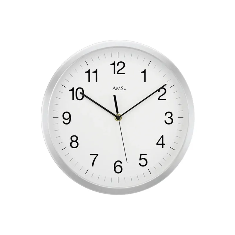 AMS Funk-Wanduhr F5541 Wanduhr Silber 30 cm • Gebürstetes Aluminium • Mineralglas