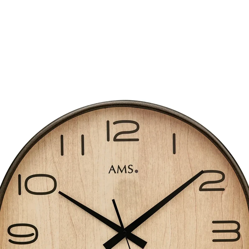 AMS F5523 Wanduhr Anthrazit • Funkwerk • Holzgehäuse mit Mineralglas