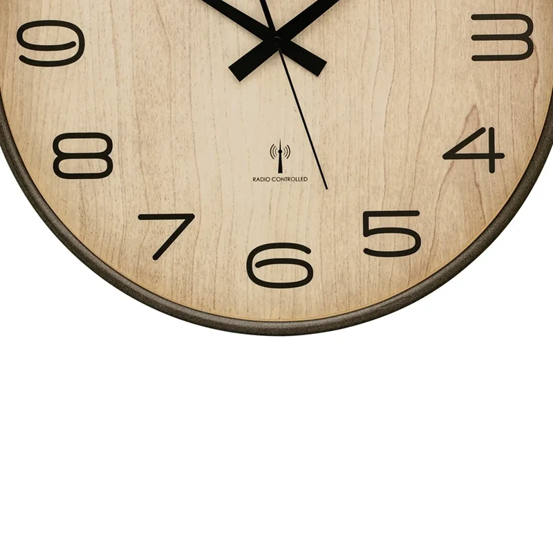 AMS F5523 Wanduhr Anthrazit • Funkwerk • Holzgehäuse mit Mineralglas