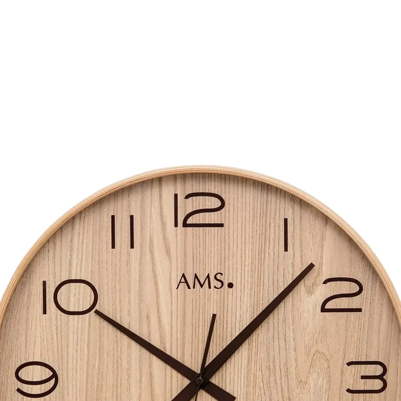 AMS F5522 Wanduhr Natur • Funkwerk • Holzgehäuse mit Mineralglas