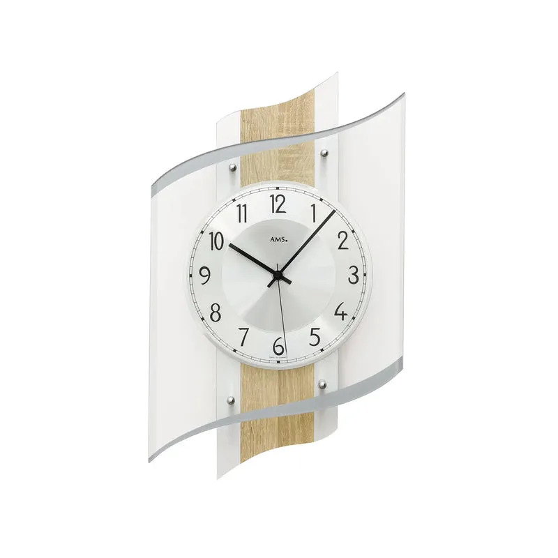 AMS F5520Q Wanduhr Sonoma/Aluminium • Facettiertes Mineralglas • Quarzwerk