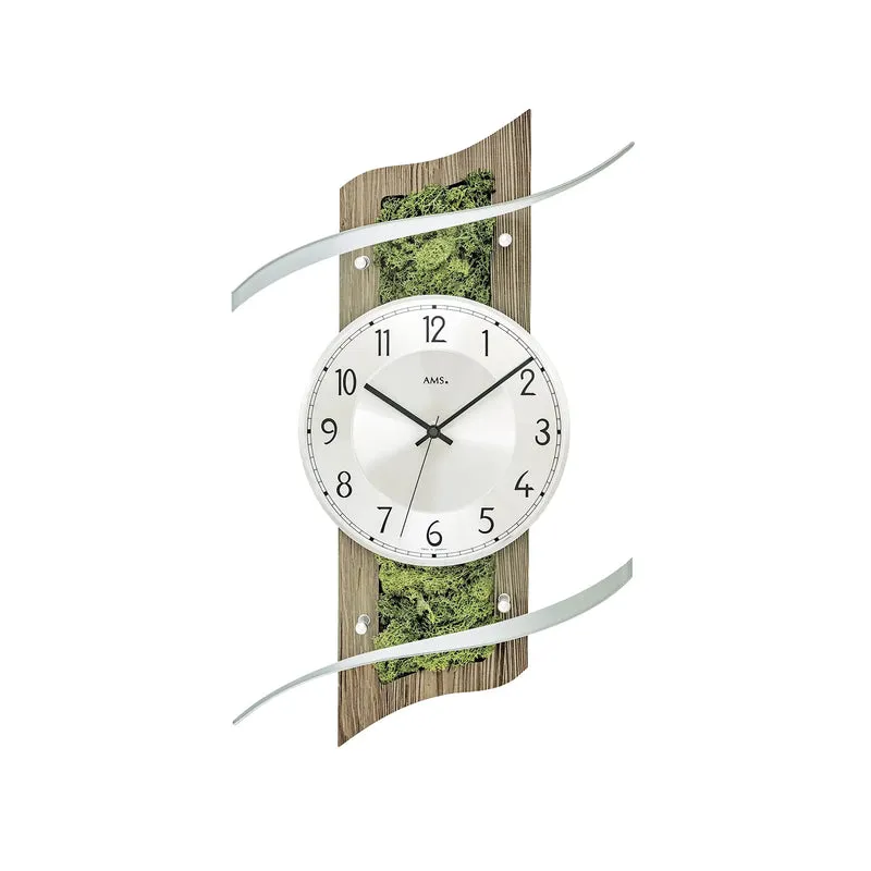 AMS F5517Q Wanduhr Holz • Facettiertes Mineralglas • Aluminium-Zifferblatt