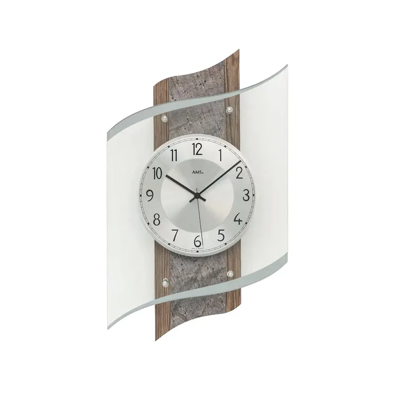 AMS Heidelberg F5518 Wanduhr Nussbaum • Funk-Uhrwerk • Made in Germany