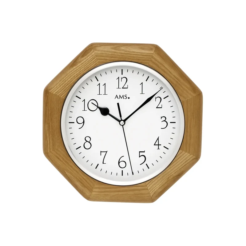 AMS F5512Q Wanduhr Eiche • Massivholzgehäuse • Mineralglas
