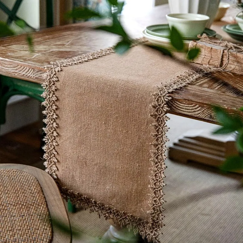 Tafelloper jute 30x180 cm beige eettafel decoratie rustiek boho tafellinnen tafel styling interieur | Sansoti