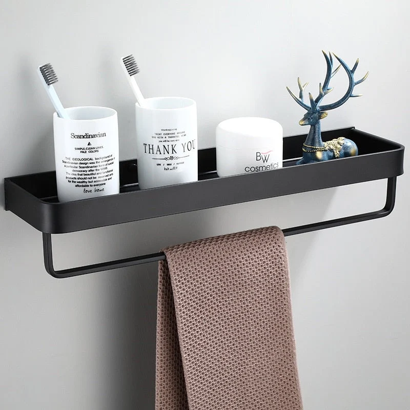Wandplank aluminium 30 cm zwart badkamer keuken opbergplank zwevend smal rek muur plank modern minimalistisch | Sansoti