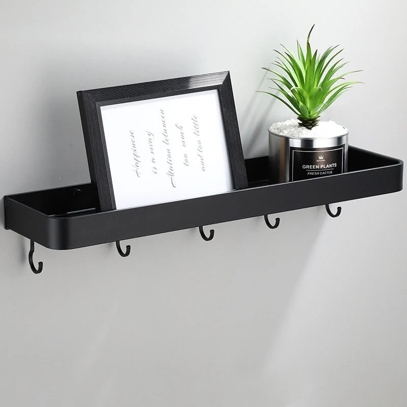 Wandplank aluminium 30 cm zwart badkamer keuken opbergplank zwevend smal rek muur plank modern minimalistisch | Sansoti