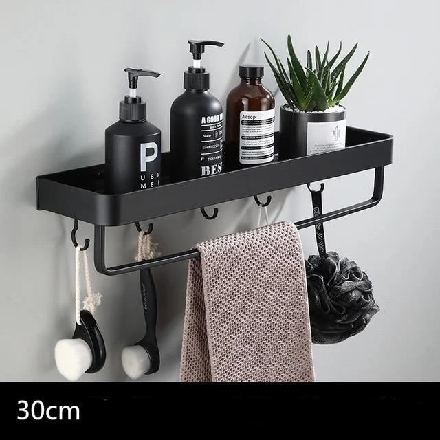 Wandplank aluminium 30 cm zwart badkamer keuken opbergplank zwevend smal rek muur plank modern minimalistisch | Sansoti