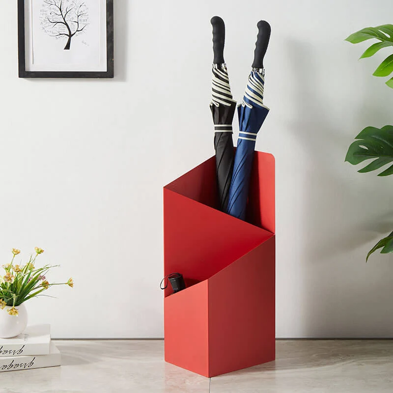 Parapluhouder metaal 50x20x20 cm rood hal entree paraplu standaard modern Scandinavisch design paraplubak binnen kantoor | Sansoti