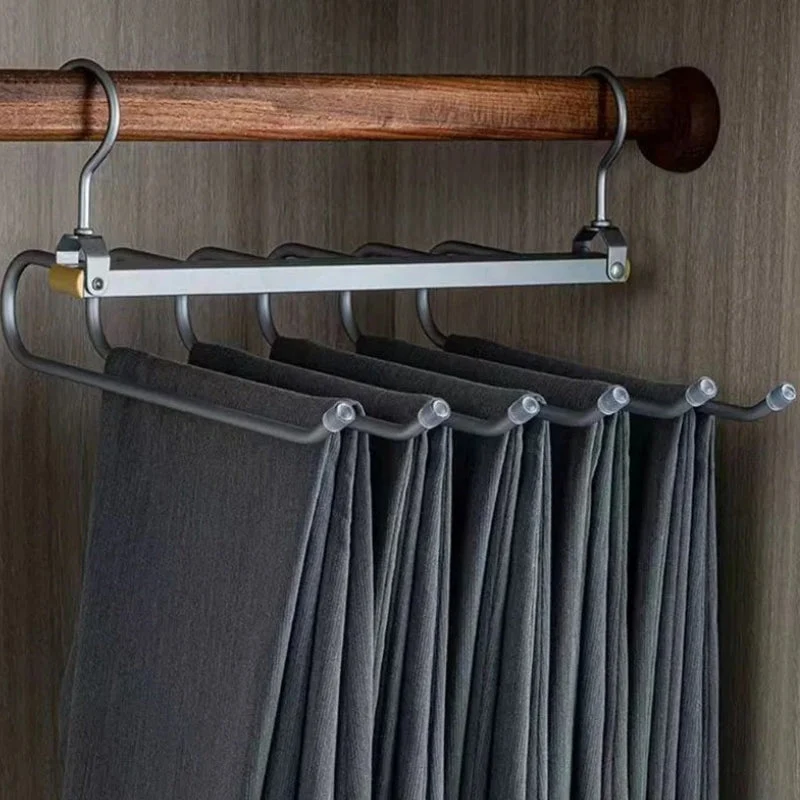 Broekhanger aluminium 6 broeken goud ruimtebesparend kledinghanger kast organizer draaibare hanger anti slip broekhouder | Sansoti