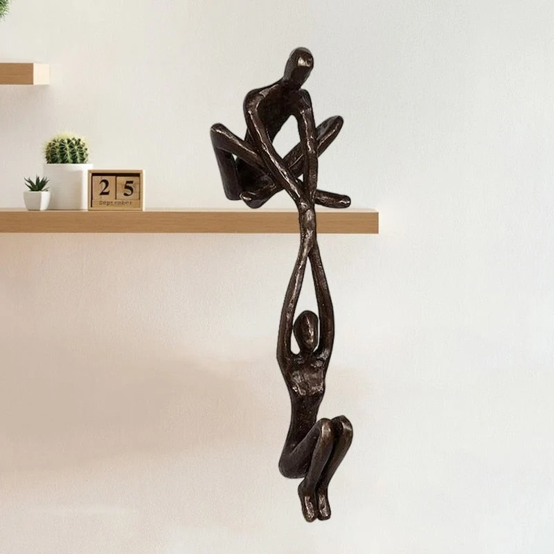 Decoratief beeld polystone 20cm zwart woonkamer sculptuur modern kunst beeld liefde verbinding | Sansoti