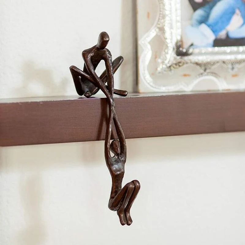 Decoratief beeld polystone 20cm zwart woonkamer sculptuur modern kunst beeld liefde verbinding | Sansoti