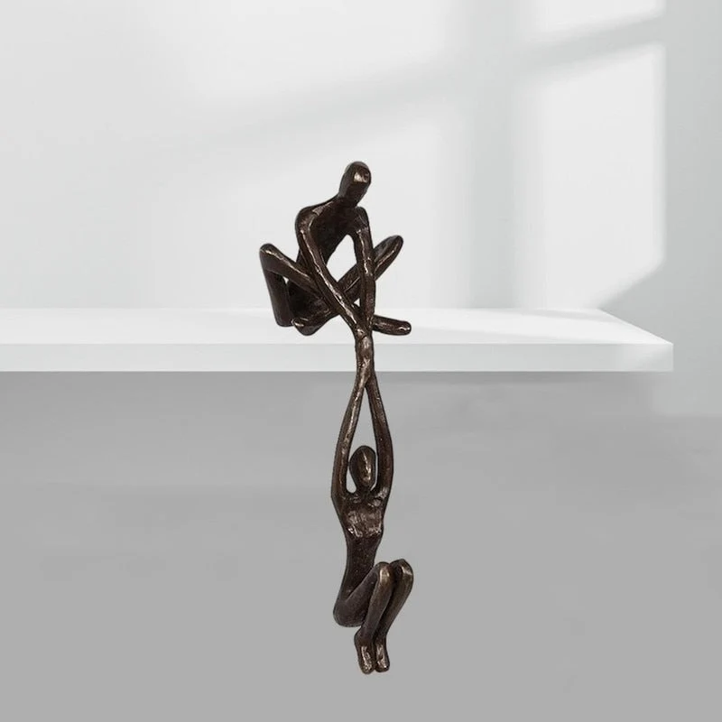 Decoratief beeld polystone 20cm zwart woonkamer sculptuur modern kunst beeld liefde verbinding | Sansoti