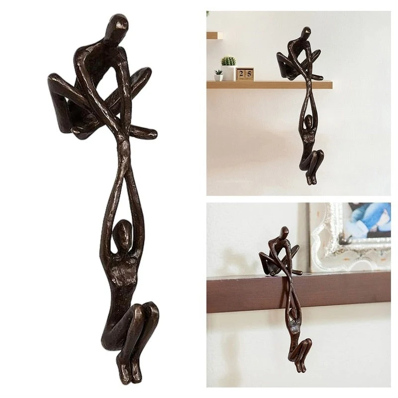 Decoratief beeld polystone 20cm zwart woonkamer sculptuur modern kunst beeld liefde verbinding | Sansoti