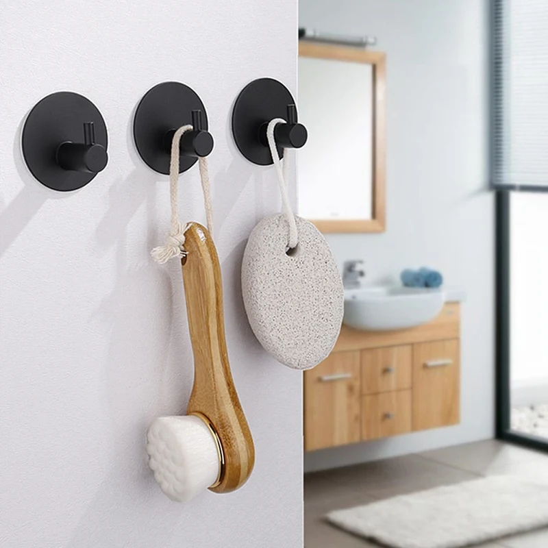 Zelfklevende haak RVS zwart badkamer keuken wand haak zonder boren handdoekhaak sleutelhaak keukenaccessoire muurhaak modern | Sansoti