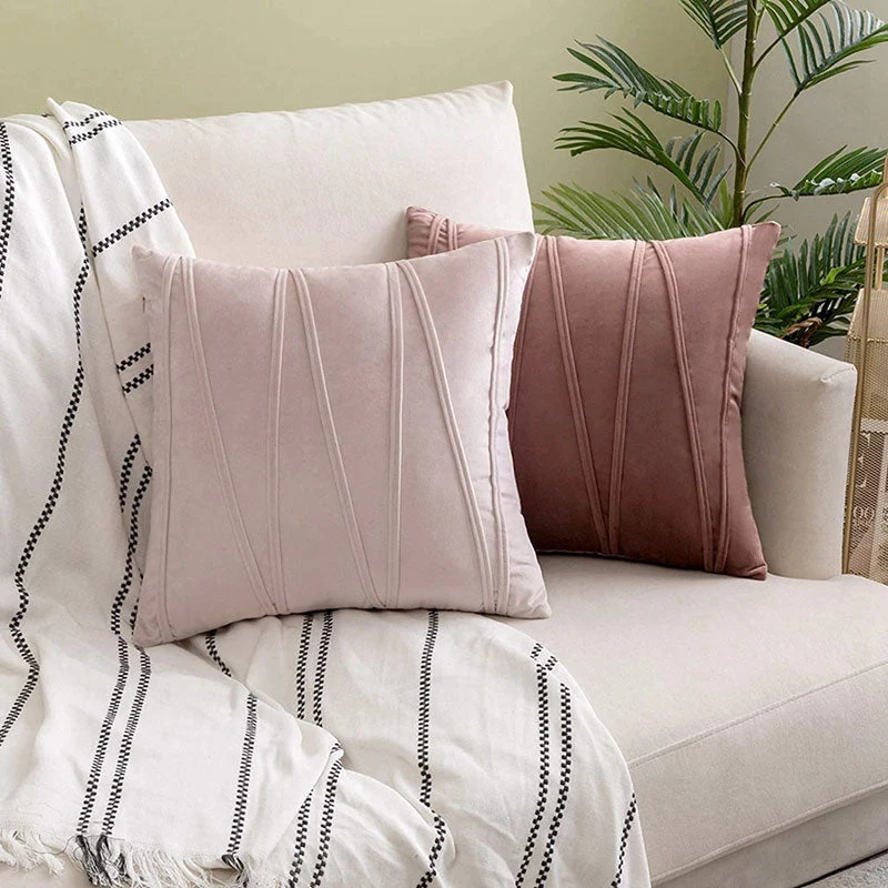 Sierkussenhoes Fluweel Polyester 45x45cm Roze Bank Slaapkamer Kussenhoes Vierkant Rechthoek Decoratief Interieur | Sansoti