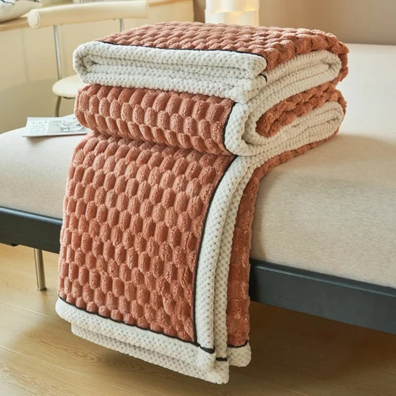 Deken Sherpa Fleece Beige Bubbeldesign Bank Slaapkamer Plaid Zacht Warm Woondeken Knuffeldeken Interieur | Sansoti