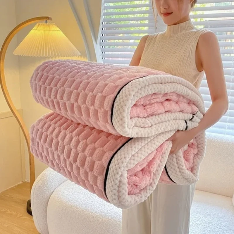 Deken Sherpa Fleece Beige Bubbeldesign Bank Slaapkamer Plaid Zacht Warm Woondeken Knuffeldeken Interieur | Sansoti