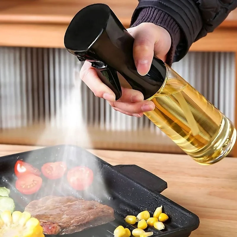 Oliespray Fles Glas 100ml Zwart Keuken Sprayfles Olie Azijn Airfryer BBQ Salade Verstuiver Navulbaar | Sansoti