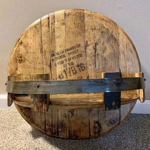 Drankendisplay Hout Rond Wandrek 4 Flessen Bruin Wandplank Bar Keuken Flessenhouder Rustiek Industrieel Interieur | Sansoti