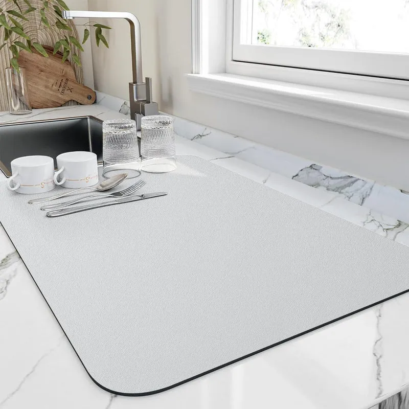 Afdroogmat Keuken Diatomiet 40x30cm Grijs Sneldrogend Absorberend Aanrecht Vaat Droogmat Antislip Keukenorganizer | Sansoti