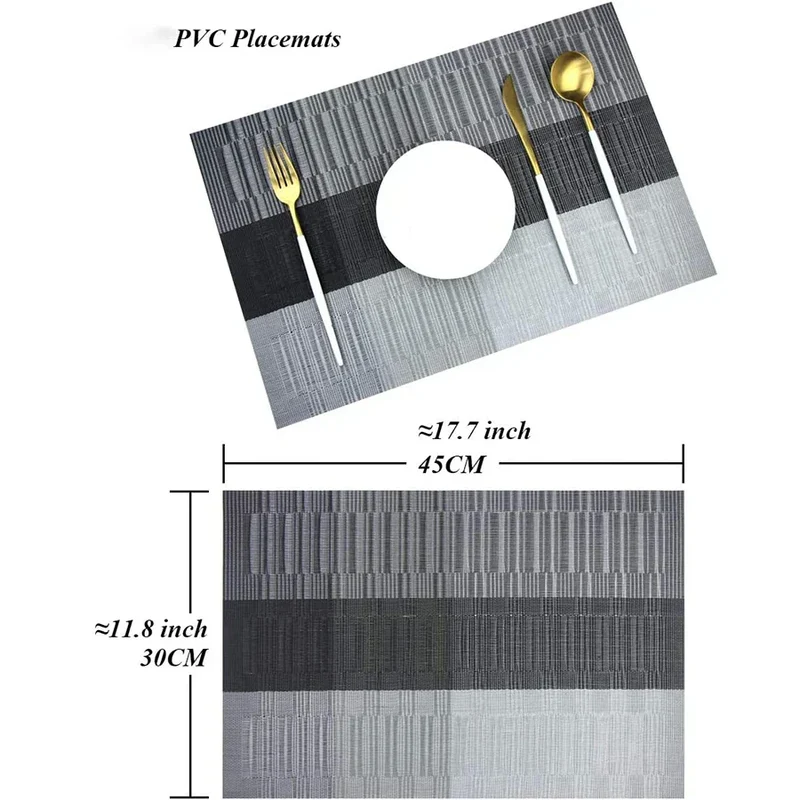 Placemats Set 4 Stuks PVC 30x45cm Bruin Zwart Hittebestendig Wasbaar Eettafel Tafelmat Geweven Antislip | Sansoti