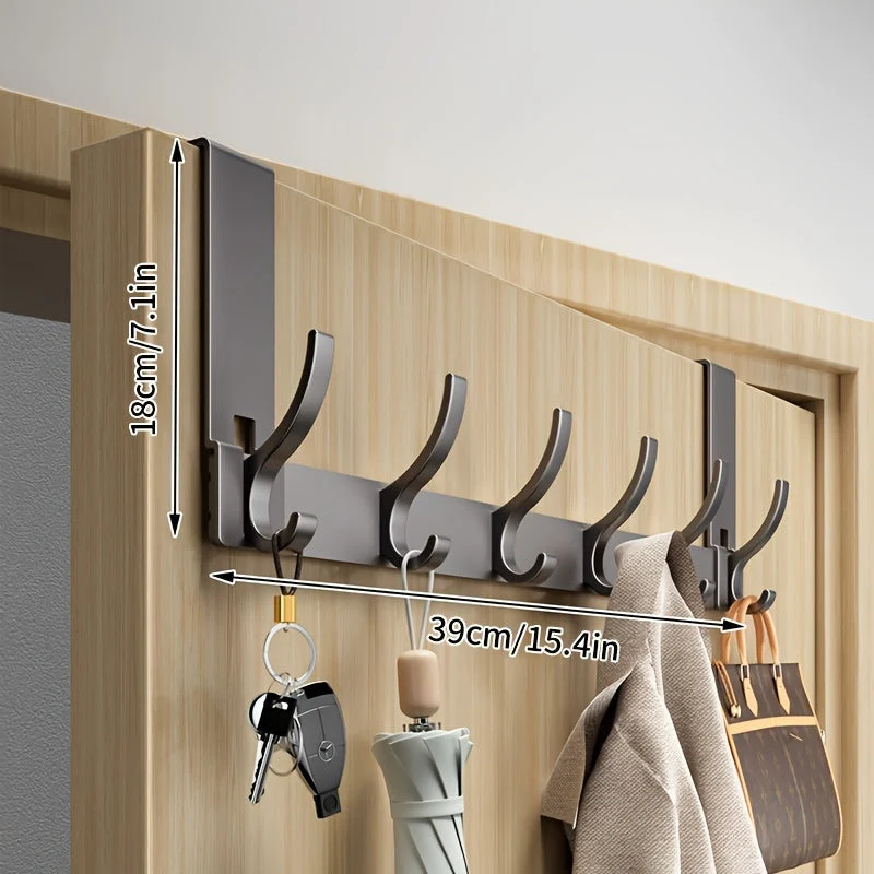 Deurkapstok Aluminium 39cm Zwart Over Deur Kapstok Jassen Handdoeken Kapstokhaak Zonder Boren Ruimtebesparend Organizer | Sansoti