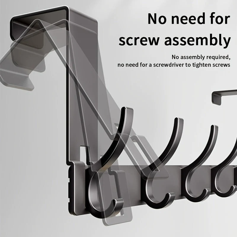Deurkapstok Aluminium 39cm Zwart Over Deur Kapstok Jassen Handdoeken Kapstokhaak Zonder Boren Ruimtebesparend Organizer | Sansoti