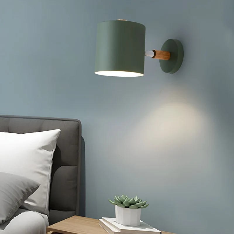 Wandlamp Metaal Hout Roze Verstelbaar 13x14 cm E27 Binnenverlichting Slaapkamer Kinderkamer Bedlamp Scandinavisch | Sansoti