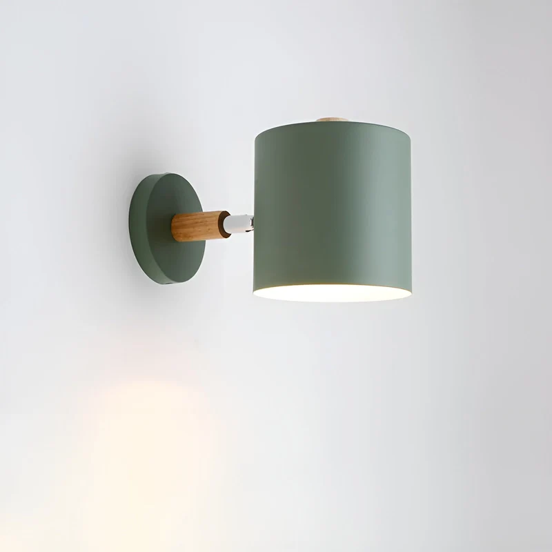 Wandlamp Metaal Hout Roze Verstelbaar 13x14 cm E27 Binnenverlichting Slaapkamer Kinderkamer Bedlamp Scandinavisch | Sansoti